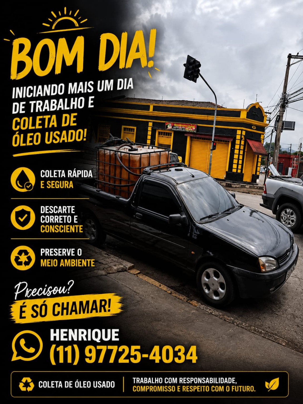 Coleta de óleo usado com veículo HG Lub